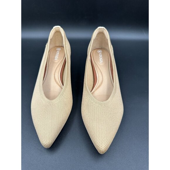 Vivaia Beige Kitten Heel Pumps Womens Size 6.5 EU 37 Almont Pointed Toe - Picture 3 of 10